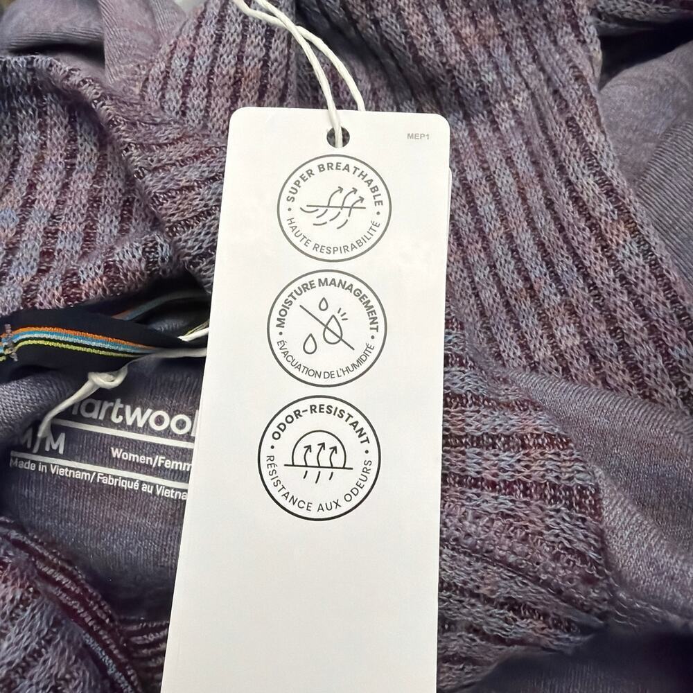 SmartWool Thermal Rib Top Womens Size Medium Merino Wool Chalk Violet Heather - Picture 4 of 11